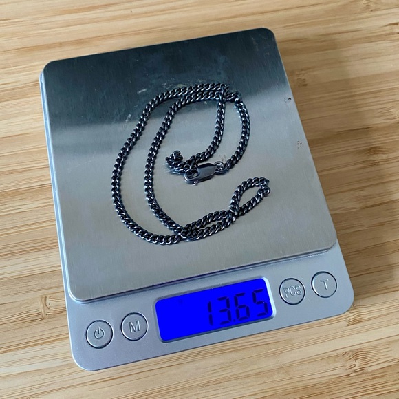 SOLD Sterling silver curb chain choker oxidized gunmetal - Picture 3 of 3